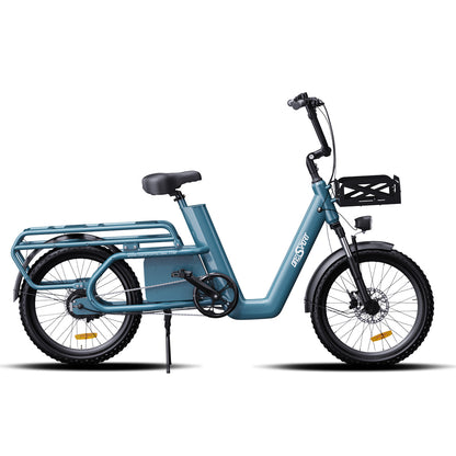 OneSport OT01 long-tail cargo e-bike, 48V 27Ah battery, disc oil brakes, and max 20° climbing angle.