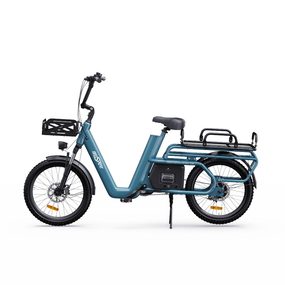 Onesport OT01 aluminum alloy long-tail cargo e-bike, IPX5, disc oil brakes, 100km range, 500W motor, 48V 27Ah battery.